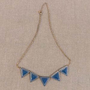 Blue + gold triangle bubble necklace